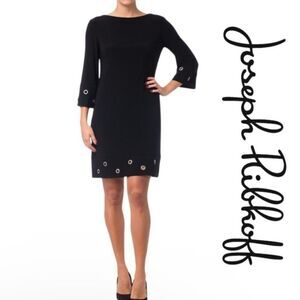 Joseph Ribkoff Stretch Knit Crystal Encrusted Grommet Trim Shift Dress, 14 NWT